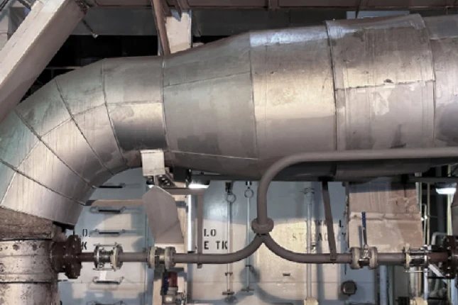 NaHCO3 injection point in the exhaust duct of the N-Flexx system on board