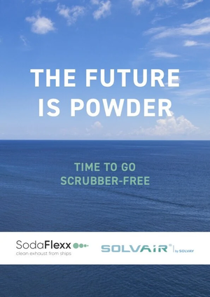Cover of the SodaFlexx brochure: The future is powder, in partnership with SOLVAir by Solvay