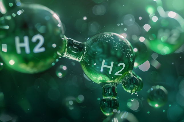 Illustration of green hydrogen molecules